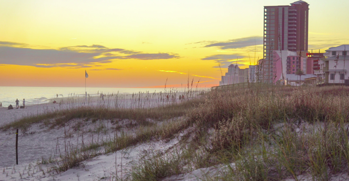 Sunset on Gulf Shores on Alabama's Gulf Coast.