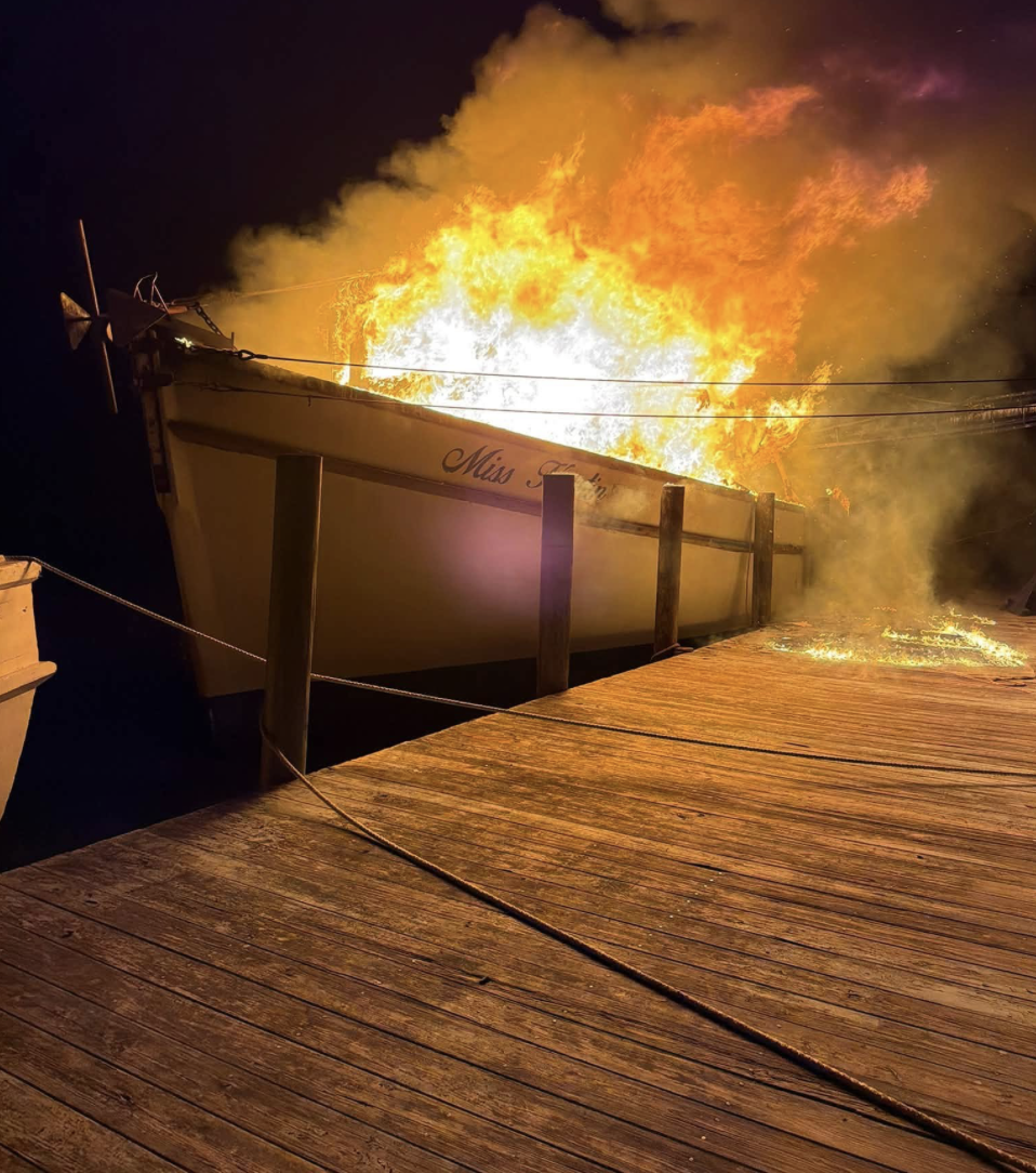 Fire on shrimping boat