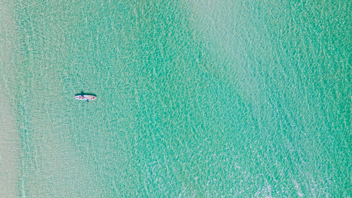 A paddle boarder off Grayton Beach in Florida.